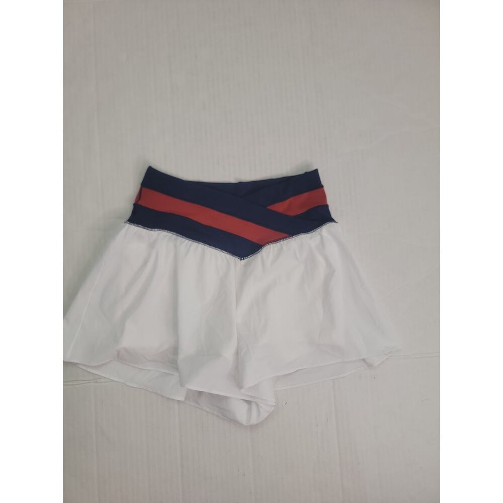 Aerie Skater Skirt Skort Women's Size Small White Red Blue Cross Waist Cheer